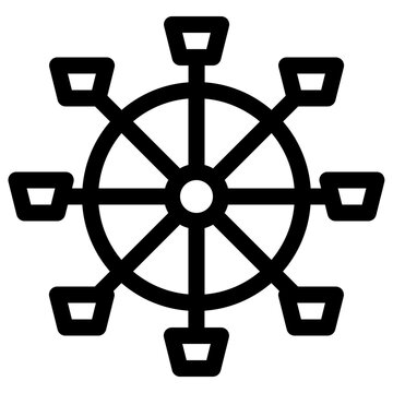 Amusement Park Ferris Wheel Line Icon