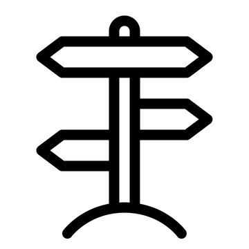 Direction Wooden Signpost Guide Line Icon