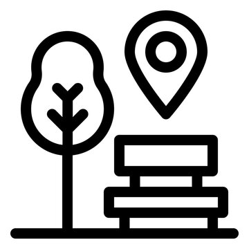 Park Location Map Pin Line Icon