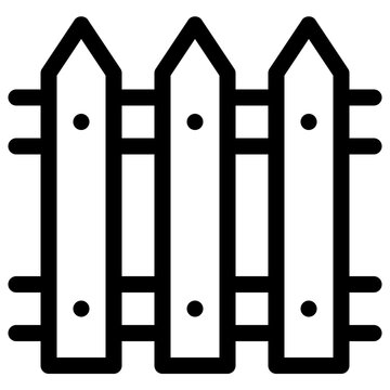 Wooden Picket Fence Boundary Line Icon