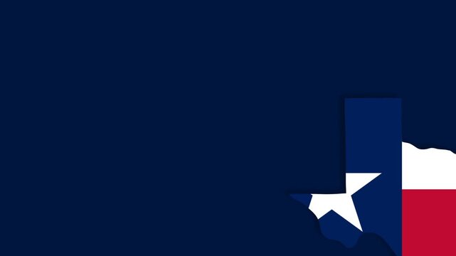 Minimalist Texas Map Graphic with Lone Star Flag Colors on Dark Blue Background.