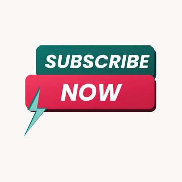 Subscribe Now Button Vector Banner Concept with Flash Icon for Social Media Channel Marketing and Web Design