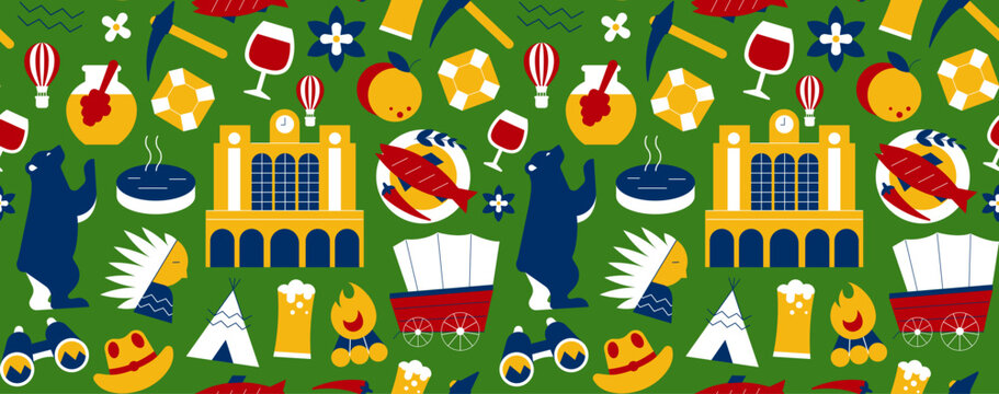 Colorado Geometric Seamless Pattern. Modern Tourism Vector Background