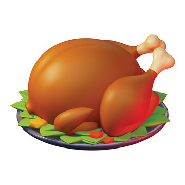 3d rendering icon Roast turkey
