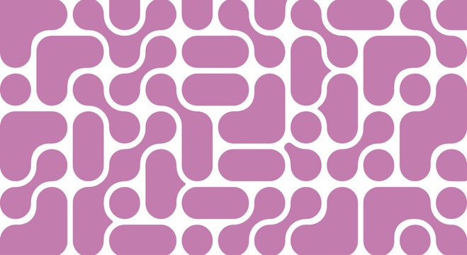 Abstract Pink Geometric Pattern, modern rounded puzzle shapes and interconnected network maze design