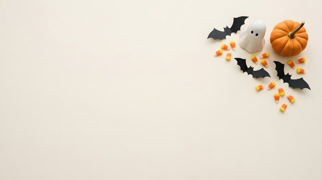 A spooky and delightful halloween scene with pumpkins bats and a ghostly atmosphere