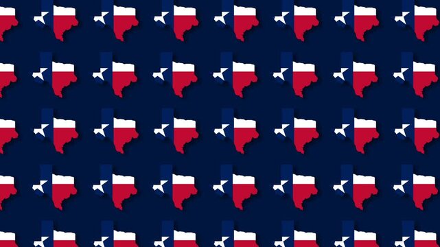 Texas State Map Flag Seamless Pattern Loop Motion Graphic Background.