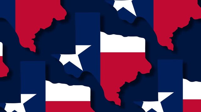 Texas State Map Outline Flag Pattern Motion Graphic Background.