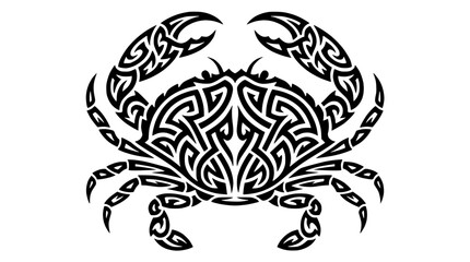 Fototapeta premium Tribal Style Crab Tattoo Design Isolated on White