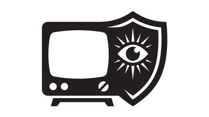 Naklejka premium Television with Eye Symbol Icon Design Vector Illustration Featuring Media, Broadcast, Screen with Vintage and Retro Elements
