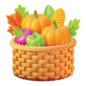 3d rendering icon Harvest basket