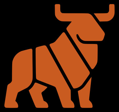 Minimalist orange bull silhouette for branding, finance, and stock market design projects