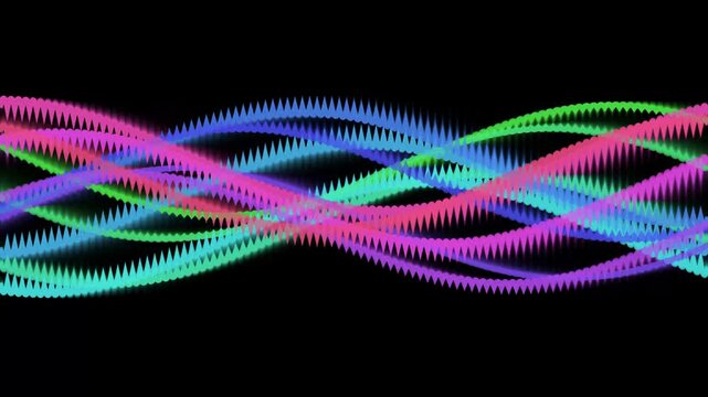 Abstract colorful wavy lines representing sound waves or digital data flow