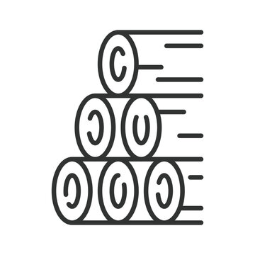 Logs and timber icon in line design. Logs, wood, timber, forestry, lumber, deforestation, natural resource on white background vector. Logs and timber editable stroke icon
