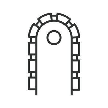 Chainsaw guide bar length, icon in line design. chainsaw bar length, guide bar length, chainsaw blade length, bar measurement, saw bar size on white background vector. Editable stroke icon.