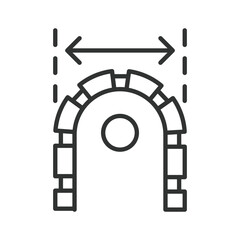 Fototapeta premium Chainsaw guide bar width, icon in line design. chainsaw bar width, guide bar width, chainsaw blade width, bar measurement, saw bar dimension on white background vector. Editable stroke icon.