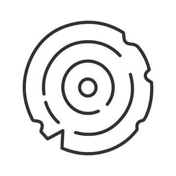 Tree ring wood slice icon in line design. Tree ring, wood slice, nature, growth, age, forest, wood on white background vector. Tree ring editable stroke icon