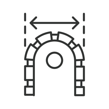 Chainsaw guide bar width, icon in line design. chainsaw bar width, guide bar width, chainsaw blade width, bar measurement, saw bar dimension on white background vector. Editable stroke icon.