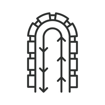 Chainsaw constant speed control, icon in line design. constant speed control, chainsaw speed maintenance, stable chain speed, constant RPM on white background vector. Editable stroke icon.