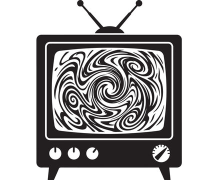 Television with Static Noise and Control Knobs on Front Featuring Vintage, Retro, Old with Analog and Screen Elements