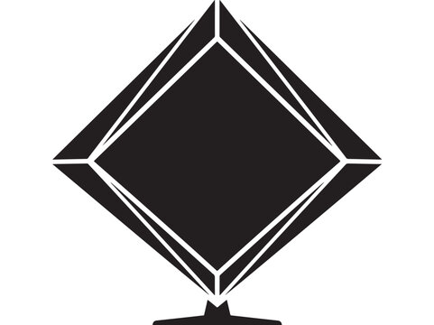 Diamond Geometric Shape with White Outline and Shadow Effect for Design and Illustration Purposes Featuring Vector, Symbol