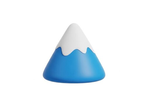 Minimalist blue mountain with white snow cap