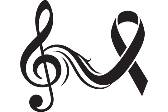 Musical Treble Clef Ribbon Symbol Design Illustration Vector Graphic Featuring Music, Note, Notation with Sheet and Melody