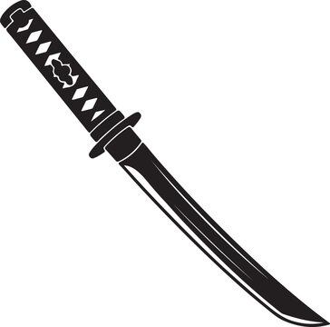 Samurai katana sword icon featuring detailed tsuba guard for historical martial art decor.