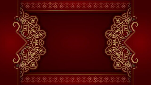 Classic ornamental animation with a dark red background, gold border, and rotating mandala.