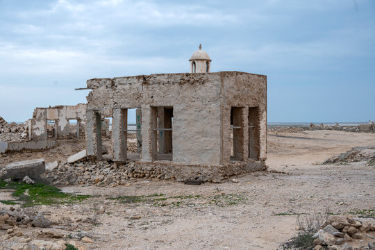 Doha, Qatar - January 10, 2026:  Al Areesh Ghost Town Qatar. abandoned homes, deserted streets, and ancient structures that showcase authentic Qatari heritage
