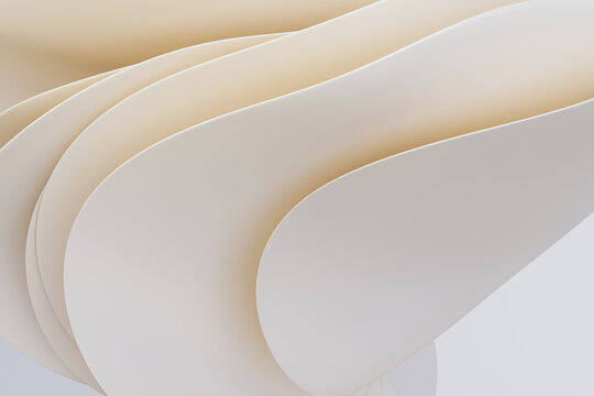 Abstract curved shapes in smooth neutral tones forming a minimalist
