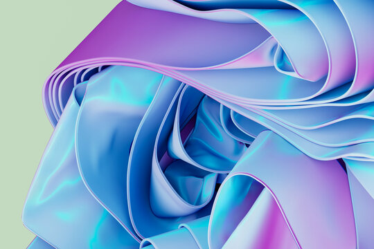 Abstract 3d rendering of smooth blue and purple flowing ribbons
