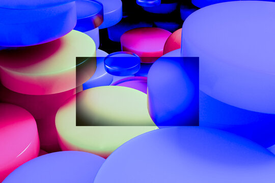 A colorful abstract 3d render of overlapping glowing cylinders