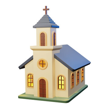 3d rendering icon Church building