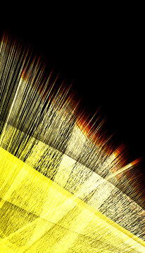 Abstract yellow strands form a dynamic linear pattern on black