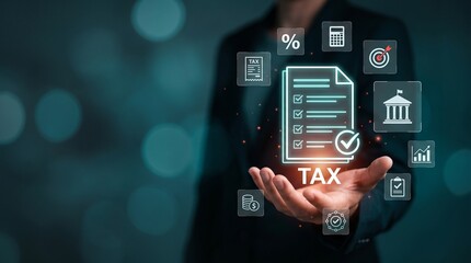 Obraz premium Professional digital tax compliance solution concept for financial management and reporting compliance accounting document management reporting corporate business strategy professional