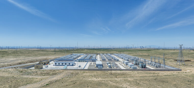 Aerial View of Energy Storage Power Station in Gobi Desert Energy and Chemical Industry Base
