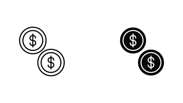Double dollar sign coins icon for financial growth and monetary profit representation