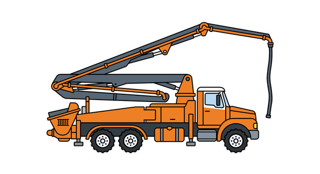 Concrete Pump Truck Vector Illustration