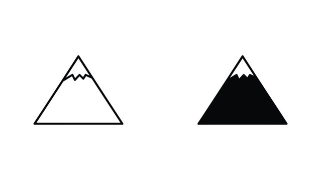 Minimalist mountain peak icon for nature and outdoor adventure brand identity in flat vector style
