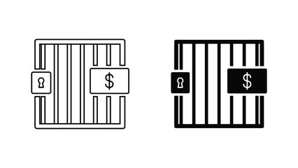Fototapeta premium Financial prison cell icon with dollar sign representing debt or restricted monetary assets concept