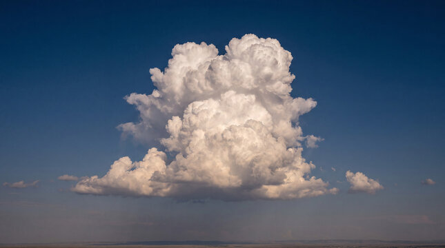 Majestic cumulus cloud formation dominating a vast blue sky, a powerful symbol of nature's beauty and potential weather.