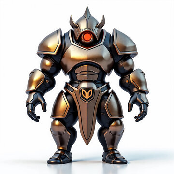 Armored Robot Knight Character Isolated.