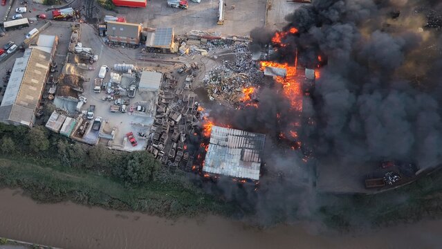 aerial view of industrial fire reservoir road hull
