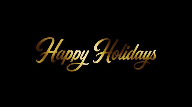 Happy Holidays Golden Text Animation on Black Background