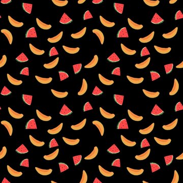 seamless pattern with colorful watermelon and melon