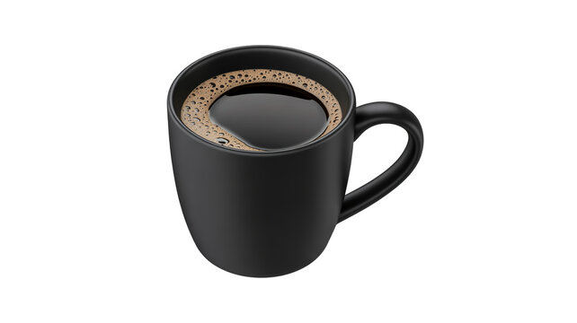 A high-quality product photograph of a matte black ceramic coffee mug against a pure white background.