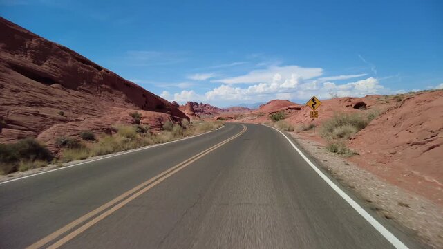 Driving Plate Nevada Desert Valley of Fire Mouse's Tank Rd Southbound Front View 01 USA