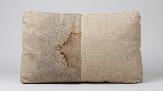 Linen Sofa Cushion Before and After Cleaning and Repair