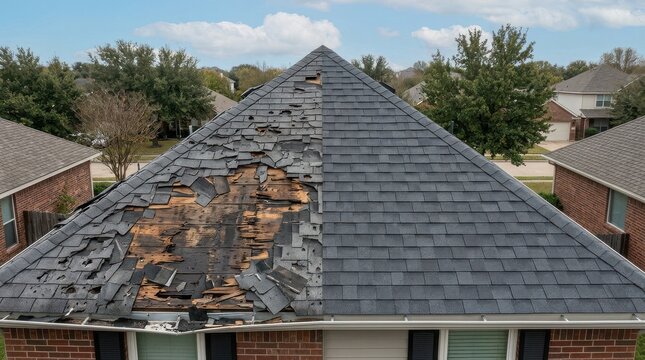 Severe Roof Damage from Hailstorm vs. New Repaired Shingles